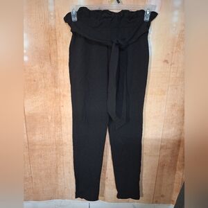 Black High-Waisted Tie Pants